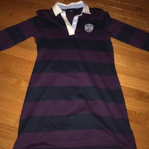 Purple and navy striped TH collared shirt dress